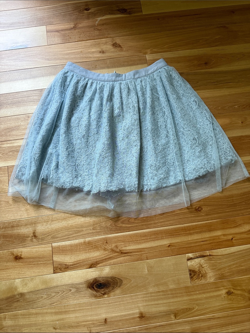 Lace & Tulle Circle Skirt - Light Gray